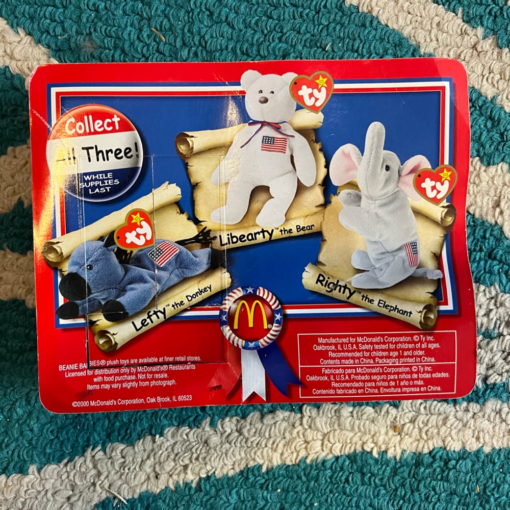 Ty McDonald's Teenie Beanie Baby Libearty the Bear 2000 American Trio New Sealed - Picture 2 of 4